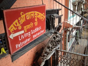 A sign outside the Kumari's house.